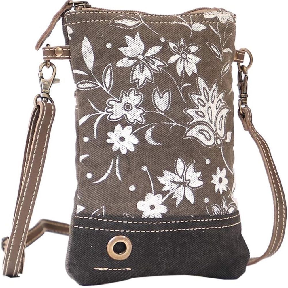 Myra Bag Brown and White Floral Crossbody Bag